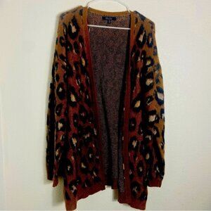 Witty For Leopard Print  Long Cardigan Size: 2X